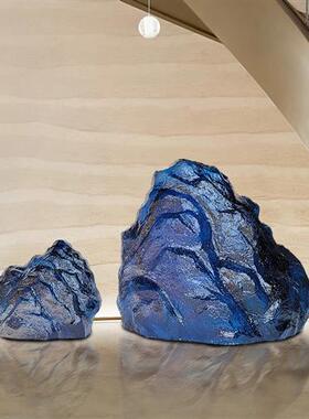 售楼部大厅玄关透明树脂石头雕塑景观假山落地摆件别墅庭院装饰品