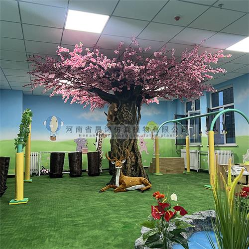 高仿真桃花树大型紫藤花室内装饰摆件婚庆假花梅花树假樱花树