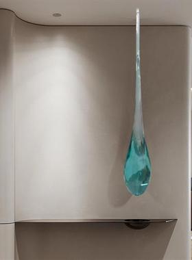 大型透明水滴雕塑吊饰酒店客厅玄关树脂水花摆件装饰工艺术品挂件