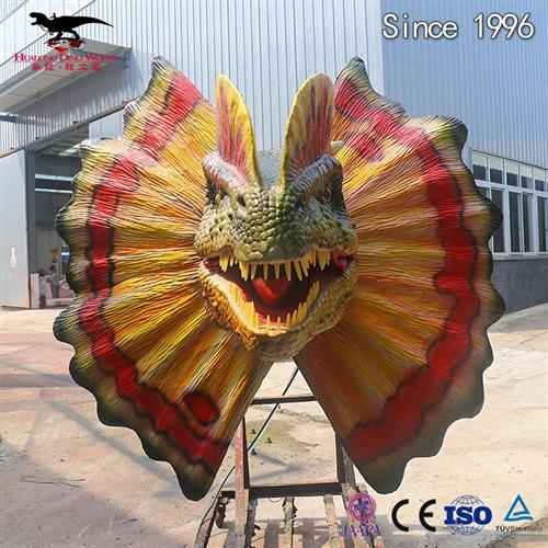 机械电动仿真恐龙双冠龙头模型可动可发声可喷水户外商场引流互动