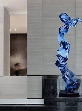 酒店大型抽象艺术摆件高级落地轻奢玄关透明树脂雕塑别墅客厅装饰