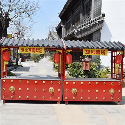 摆摊仿古小吃车商业街花车流动餐车市集摊位小推车移动售货车