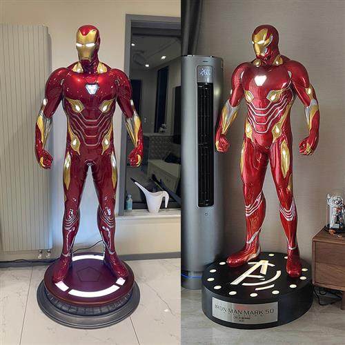 漫威钢铁侠摆件大型玻璃钢雕塑网红模型商场店铺酒吧客厅落地装饰