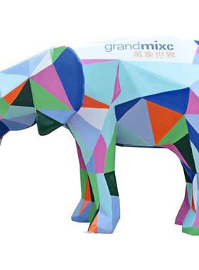 简约大象玻璃钢雕塑工艺品户外动物公园网红打卡景区坐凳相框摆件