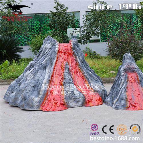 商场美陈仿真仿真火山展厅装饰玻璃钢火山雕塑摆件工厂制作出品