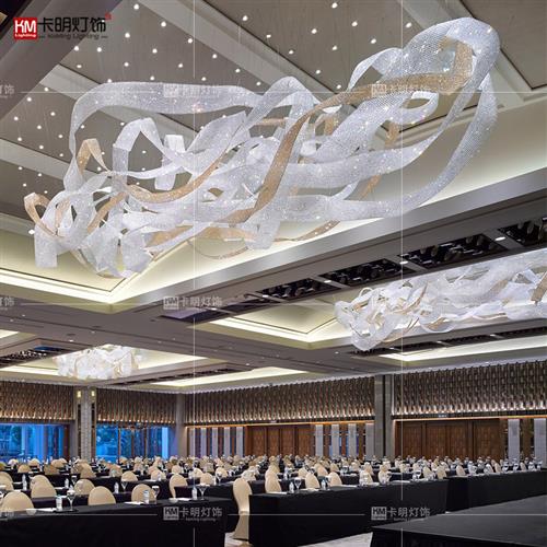 售楼部会议室大堂水晶飘带吊灯创意个性酒店大厅异形水晶灯具