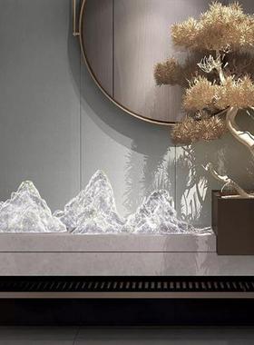 透明树脂假山摆件售楼处酒店样板间山形雕塑玄关桌面装饰园林景观