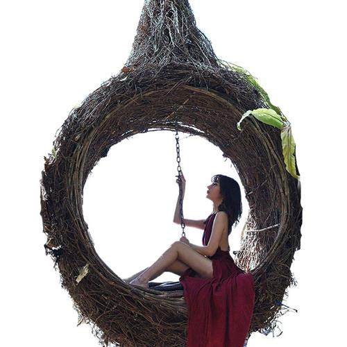 巴厘岛户外大型鸟巢网红拍摄民宿藤酒店旅游景区打卡农庄引流秋千