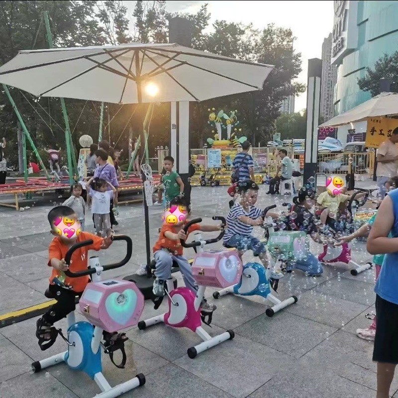 速发单车泡泡脚踏车健身款动感音乐游乐智能型摆摊