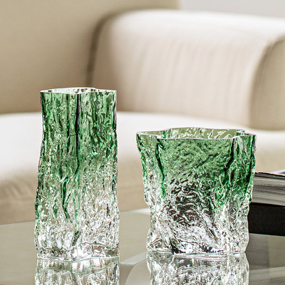 速发花瓶摆件客厅插花玻培璃明水透冰川轻奢高级感大口径