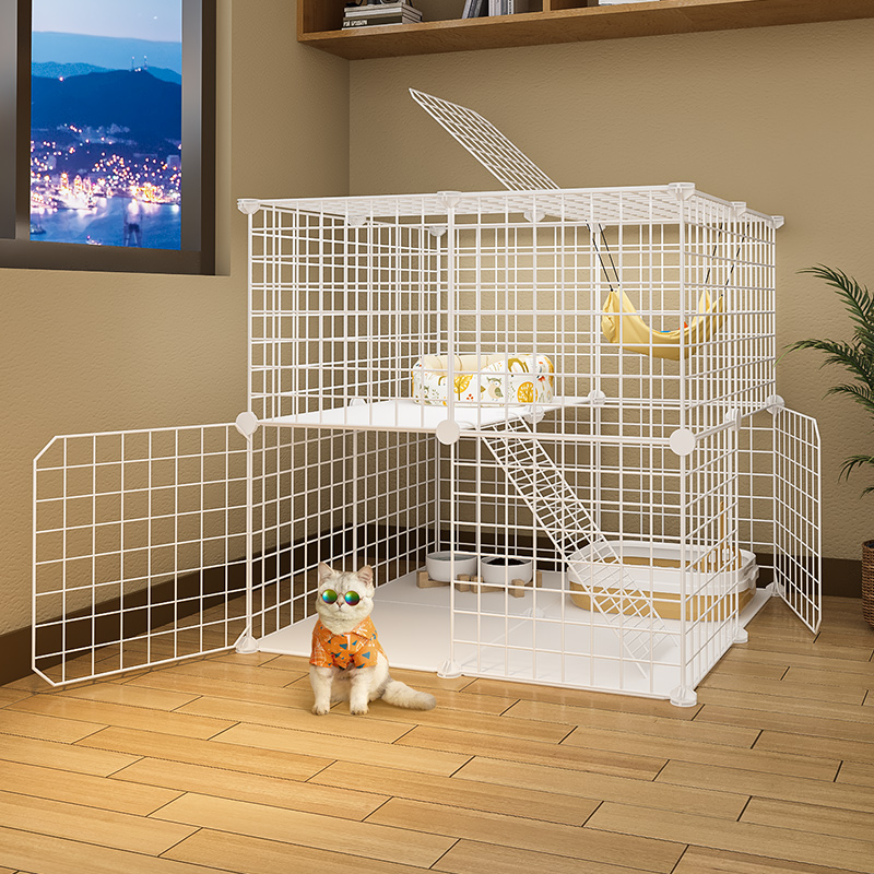 速发狗笼子猫笼子超大空间家用带厕所豪华猫咪猫别墅自由组装猫窝