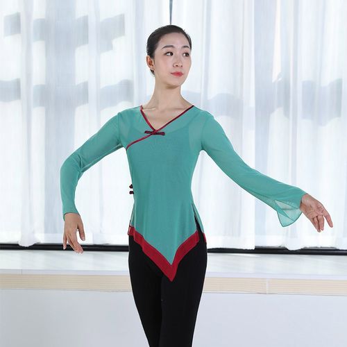 速发古典逸身韵服功蹈纱衣练功服成人练舞衣飘舞上衣网纱胶州秧歌