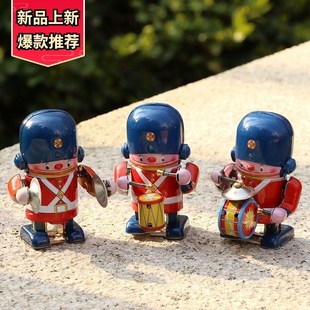 速发条童敲锣80后士兵怀旧复古敲鼓铁皮玩具打鼓儿器发机小小卫兵