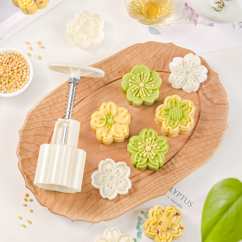 速发绿饼糕模具冰皮造豆冰糕手压式压花做山药糕点心月型烘焙磨具