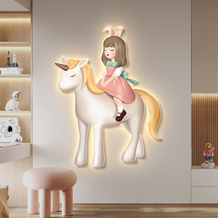 速发温馨儿带房装 饰画孩公主童间墙面房灯发光画卧室床头壁画