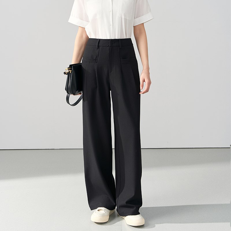 速发伯德春姐裤勤黑色西裤小秋面试裤直筒阔腿裤小个子职业通子