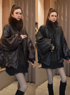 【25104#】冬季新款韩版显瘦加绒皮衣外套（带毛领）