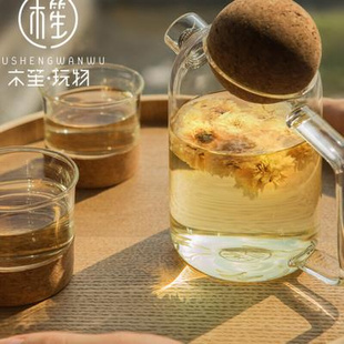 创意球球玻璃壶软木塞凉水壶泡茶壶玻璃壶耐高温耐热家用花茶壶