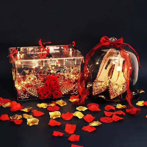 创意套圈藏婚鞋盒子婚礼堵门婚鞋盒带锁结婚接亲整蛊游戏道具