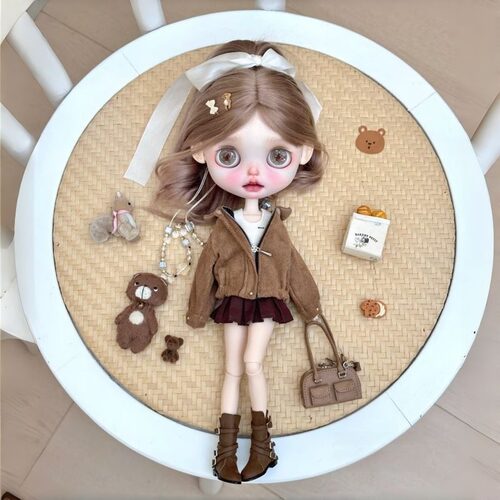特六Blythe小布娃衣OB22/OB24可穿小六azone麂皮绒套装无属性衣服