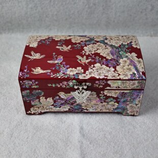 扬州漆器里满贝款螺钿双层首饰梳妆盒(18.5cm*11.5cm*8.5cm)