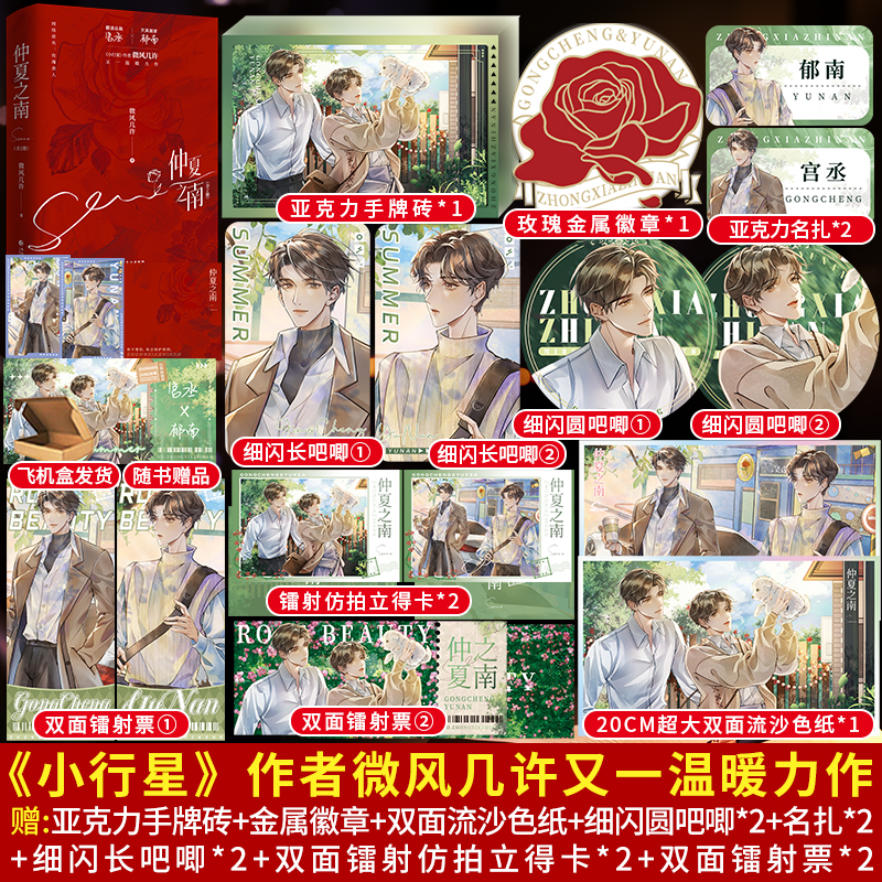 仲夏之南全2册 小行星作者微风几许温暖力作 网络原名玫瑰美人 霸道成熟总裁宫丞X天真烂漫画家郁南 青春治愈双男主成长小说