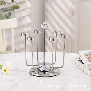 热卖不锈钢旋转杯架 创意轻奢水杯茶杯倒挂架 厨房水具套装收纳架