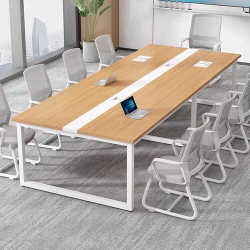 原木风长条桌接待会议桌