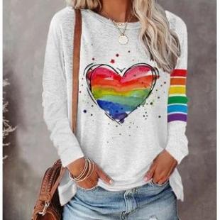 casual round pullover sleeved Long urban loose letter