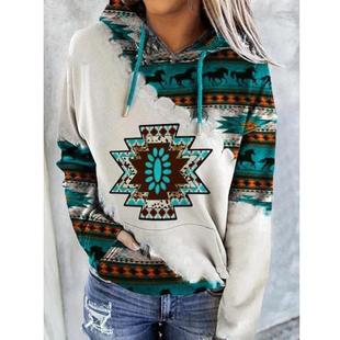 patchwork autumn hooded drawstring streetwear tops loose