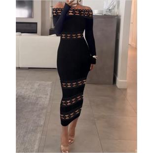 shoulder solid long sleeve patch color Off stitching lace