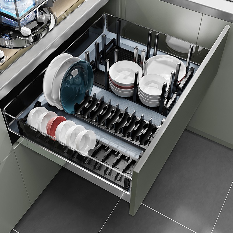 橱柜放碗架柜内厨房抽屉收纳分隔内置碗碟收纳架碗盘沥水架置物架
