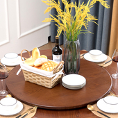 实木餐桌转盘家用圆盘简约饭桌转台大圆桌面酒店圆桌转盘