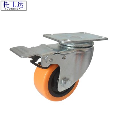 聚氨脂加厚脚轮家具滑轮平板带刹车轮轮子轱辘重型脚轮万向轮