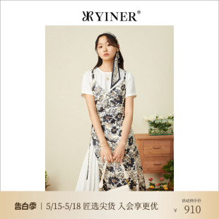 假两件碎花真丝吊带连衣裙 YINER音儿女装 夏季