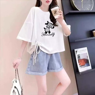 网红爆款纯棉短袖t恤女夏季2026新款小个子短款超火减龄洋气上衣