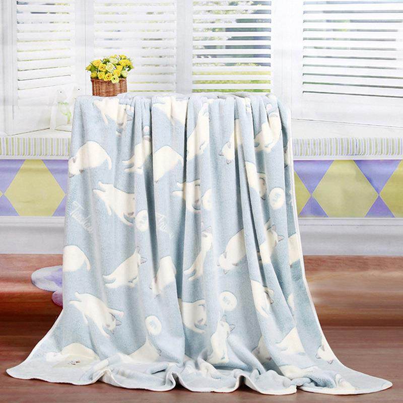 法兰绒毛毯可爱卡通猫咪毯成人午睡盖沙发毯夏凉空调毯被