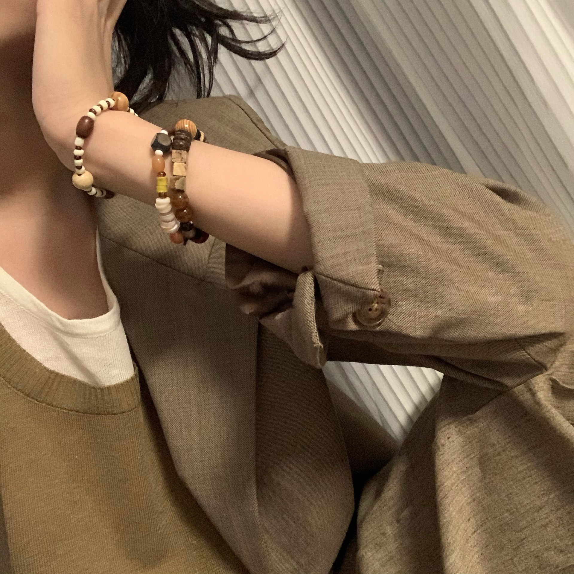 情绪稳定手串序绿檀槐男为晚手链手饰檀香古风复古佛珠女转运男序图片