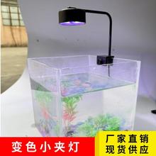 鱼缸ledLED变色水草夹灯造景增艳热带鱼观赏鱼桌面迷你水族箱专用