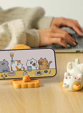 创意猫咪手机支架可爱办公桌面工位装饰教师节礼物新款卡通摆件新