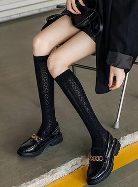 袜子女薄款性感黑色小腿袜JK袜子女镂空网袜子及膝甜美蕾丝高筒袜