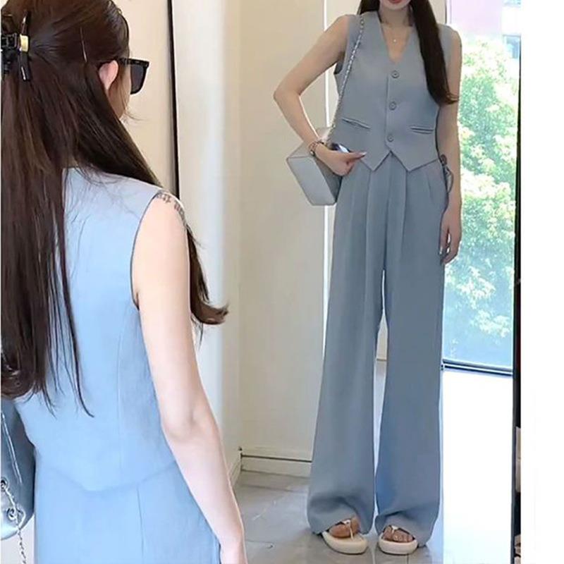 小香风蓝色套装女2025春夏高时尚套装