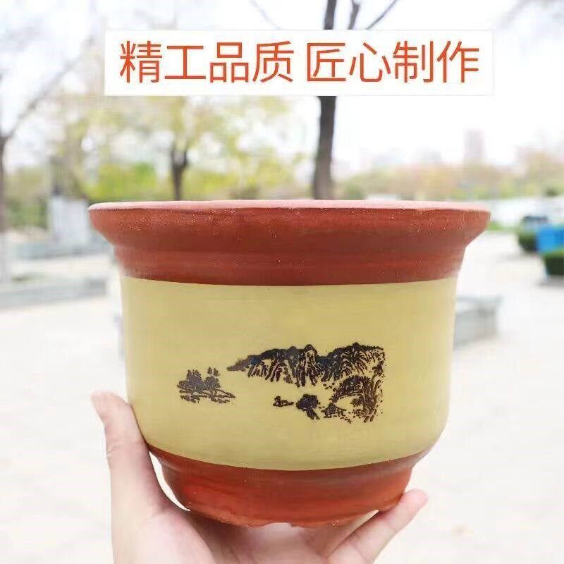 速发特大花盆陶瓷特价大号清仓包邮紫砂透气粗陶土陶瓦盆君子兰花