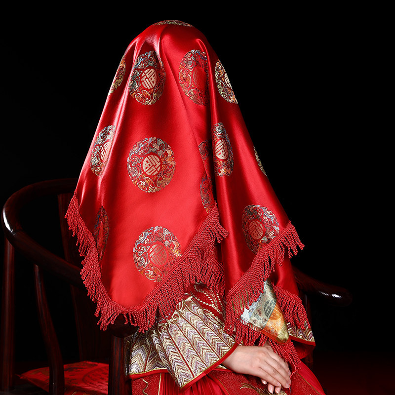 速发盖头新娘202结婚出嫁秀头纱红色高端高档回大红中式高级盖禾