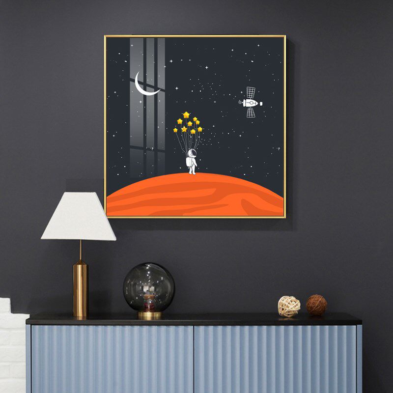 速发儿童房装饰画星空宇免员男厅孩客孩单幅壁画挂画航打孔
