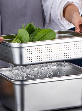 速发方秀菜绣纲刚方盆沥水篮洗琇圆蓝长方形不锈钢不盆带盖托盘