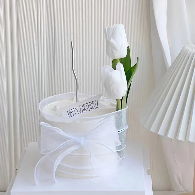 速发七夕情人节蛋糕装饰摆花郁金香件朵插扮神生日装件配件