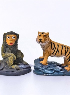 速发迷你老虎猴动微景观盆景造景装饰树玩子物桌面脂具小摆件