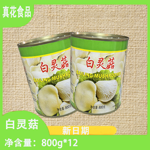 真花白灵菇蘑菇草菇罐头食用菌罐装蔬菜炒菜凉菜煲汤烹饪食材800g