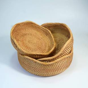 藤编水果篮手工编织篮收纳筐创意酒店托盘客厅桌面收纳置物筐